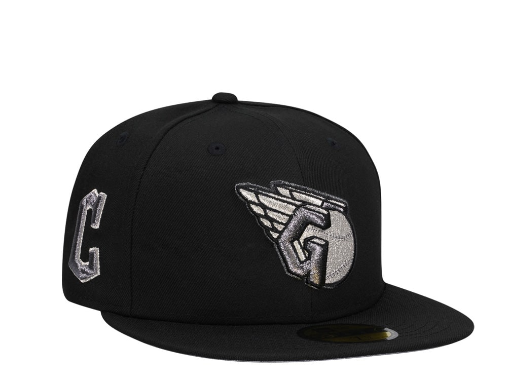 New Era Cleveland Guardians Black Pewter Metallic Edition 59Fifty Fitted Cap TOPPERZSTORE.CO.UK