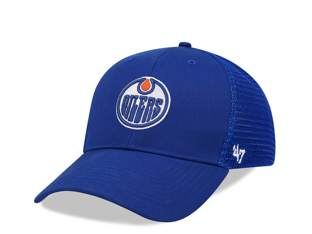 47Brand Edmonton Oilers Royal Branson Mesh All MVP Trucker Snapback Hat