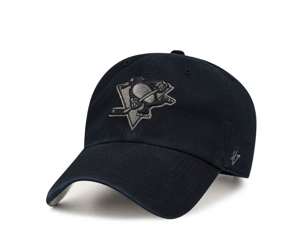 47Brand Pittsburgh Penguins Black Ballpark Camo Clean Up Strapback Hat