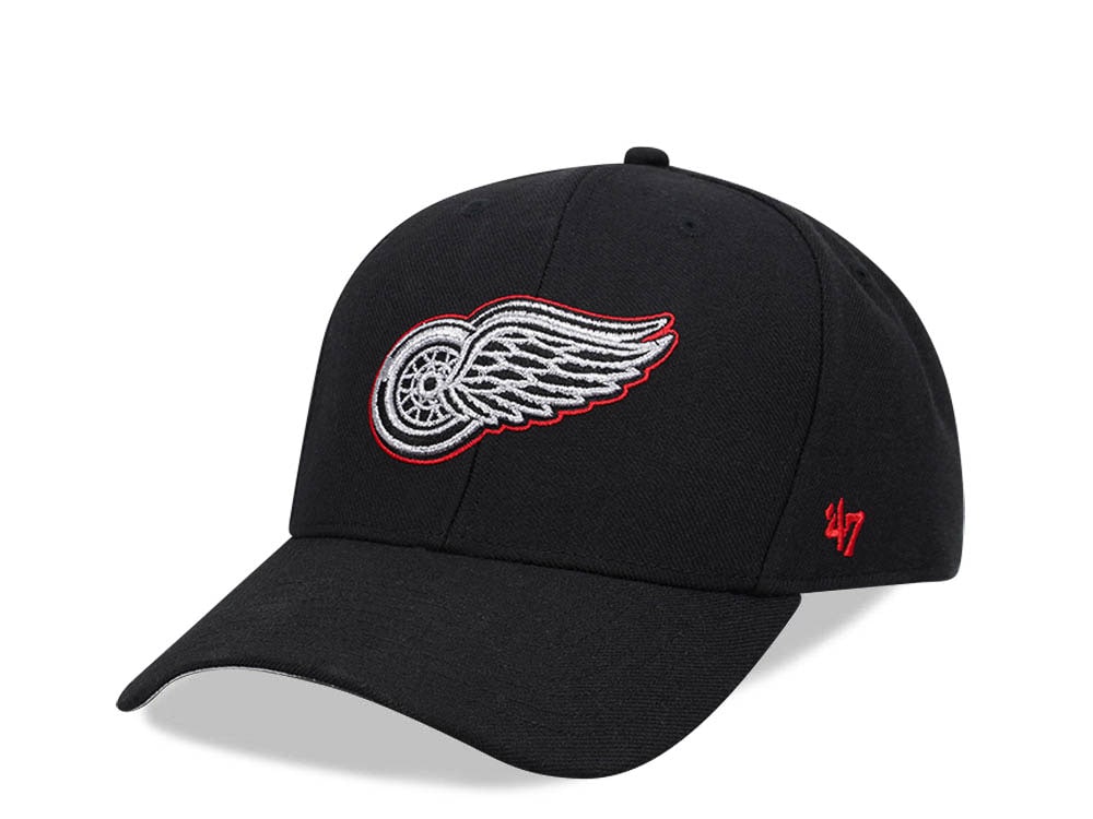 47Brand Detoit Red Wings Black Metallic MVP Snapback Hat