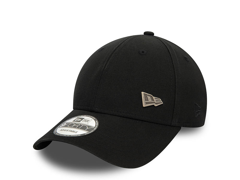 New Era Logo Black 9Forty Strapback Hat