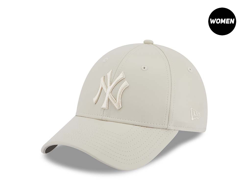 New Era New York Yankees Beige Leather Womens 9Forty Snapback Hat TOPPERZSTORE.CO.UK