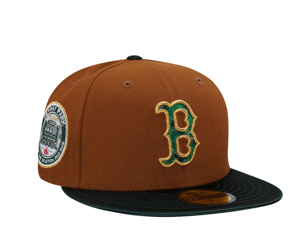 New Era Boston Red Sox Fenway Park Bourbon Satin Brim Edition 59Fifty Fitted Cap TOPPERZSTORE.CO.UK