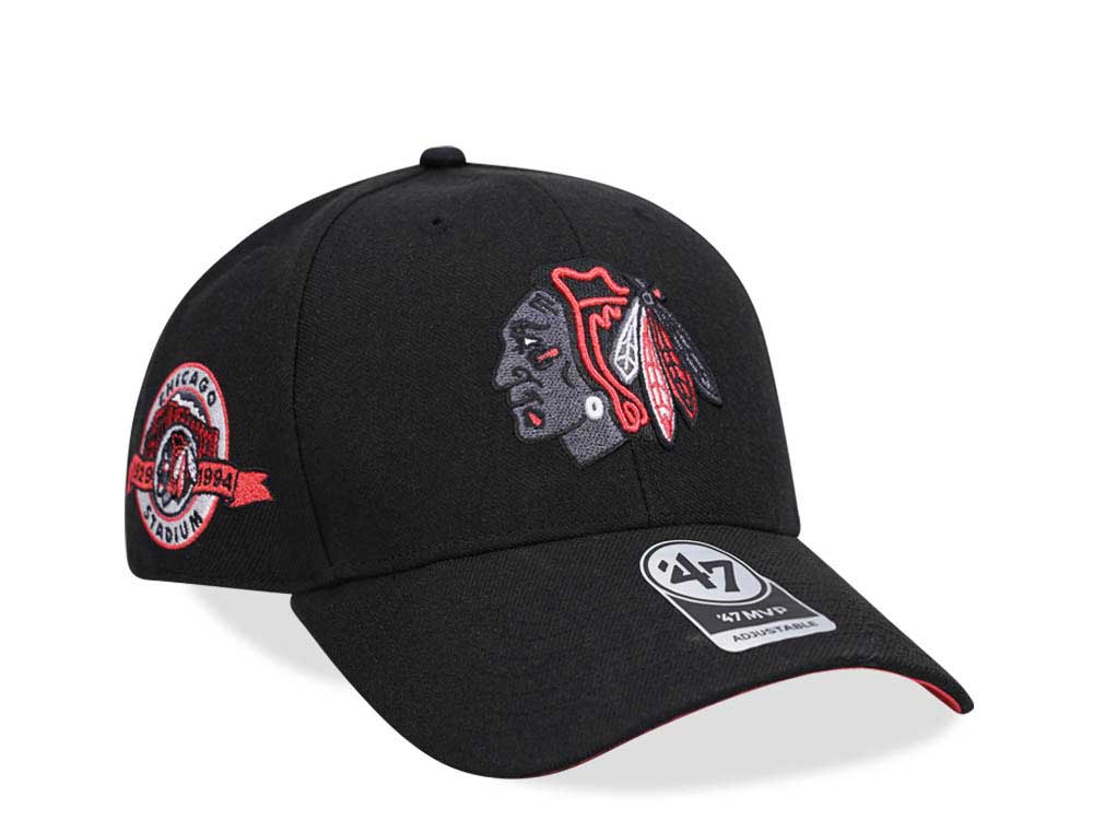 47Brand Chicago Blackhawks Vintage Black Sure Shot MVP Snapback Hat