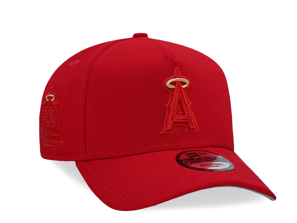 New Era Anaheim Angels Stadium 50th Anniversary All Red Edition 9Forty A Frame Snapback Cap