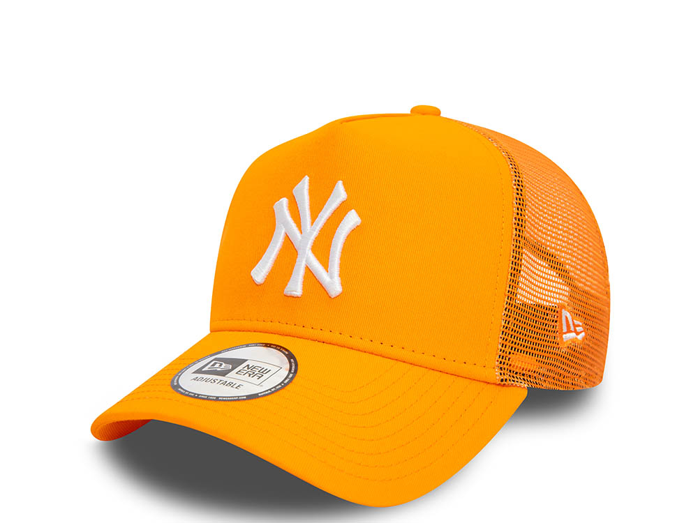 New Era New York Yankees League Essential Orange A Frame Trucker Snapback Cap