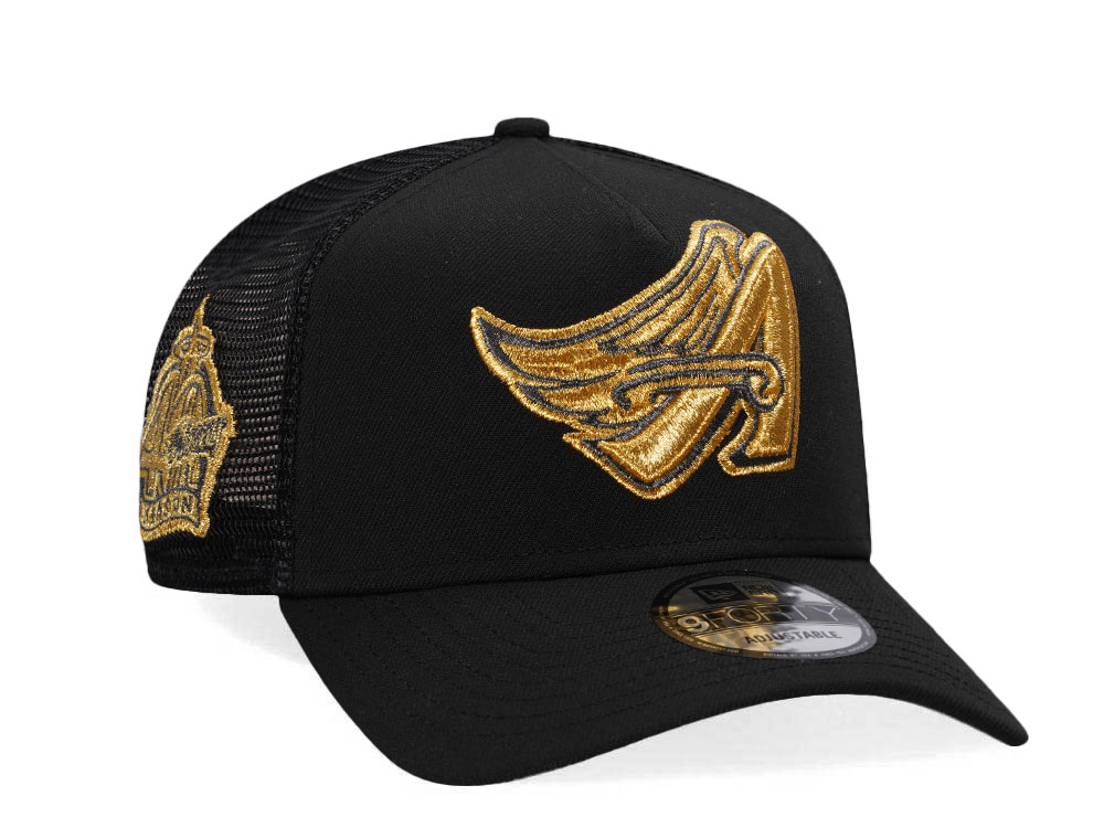 New Era Anaheim Angels 40th Season Black And Gold Trucker A Frame 9Forty Cap