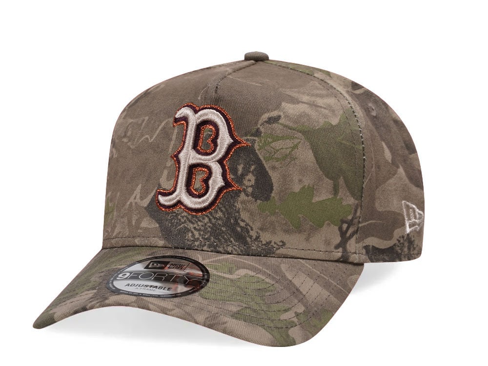 New Era Boston Red Sox Leaf Camo Copper 9Forty A Frame Snapback Cap TOPPERZSTORE.CO.UK