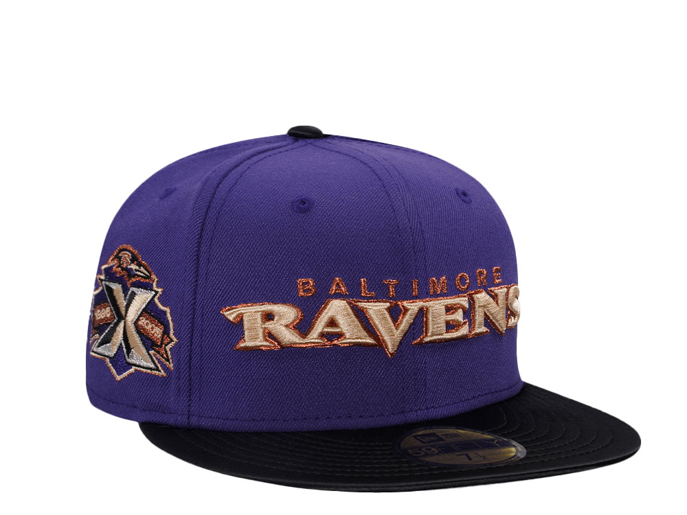 New Era Baltimore Ravens 10th Anniversary Satin Brim Prime Two Tone Edition 59Fifty Fitted Hat