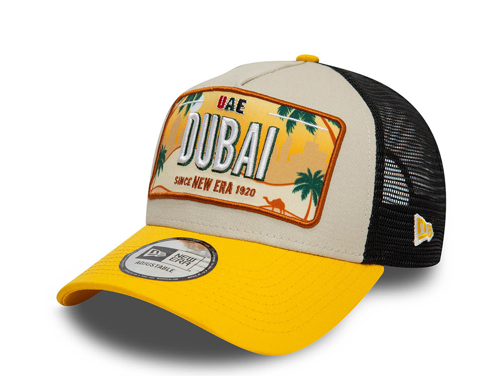 New Era Dubai License Plate Gray 9Forty A Frame Trucker Snapback Cap