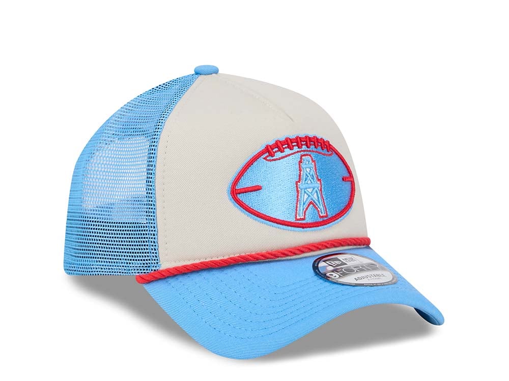 New Era Houston Oilers Sideline 2024 9Forty A Frame Trucker Snapback Cap