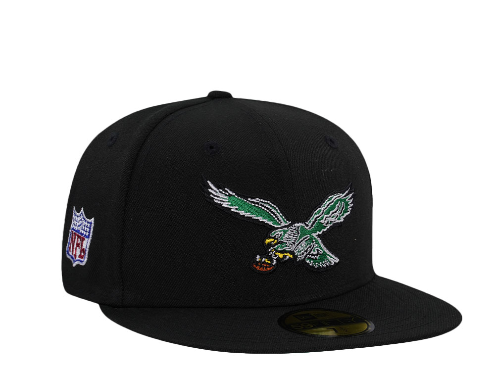 New Era Philadelphia Eagles Black Throwback Prime Edition 59Fifty Fitted Cap TOPPERZSTORE.CO.UK