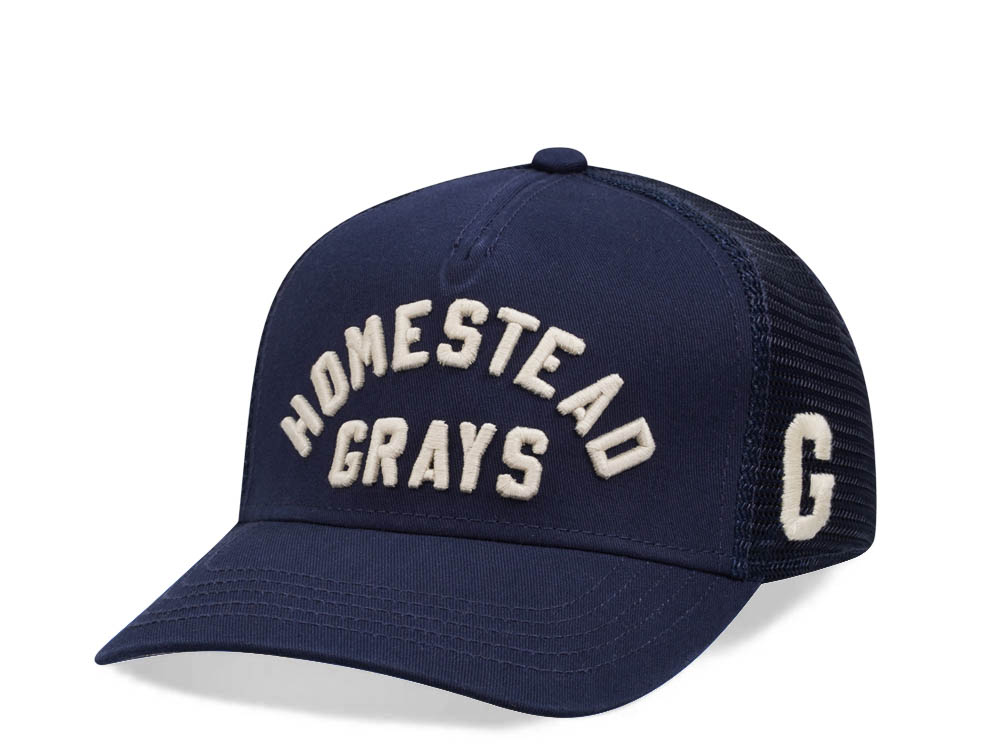 American Needle Homestead Grays Negro League Valin Navy Trucker Snapback Hat