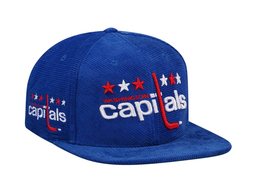 Mitchell Ness Washington Capitals Blue Cord Vintage Snapback Cap TOPPERZSTORE.CO.UK