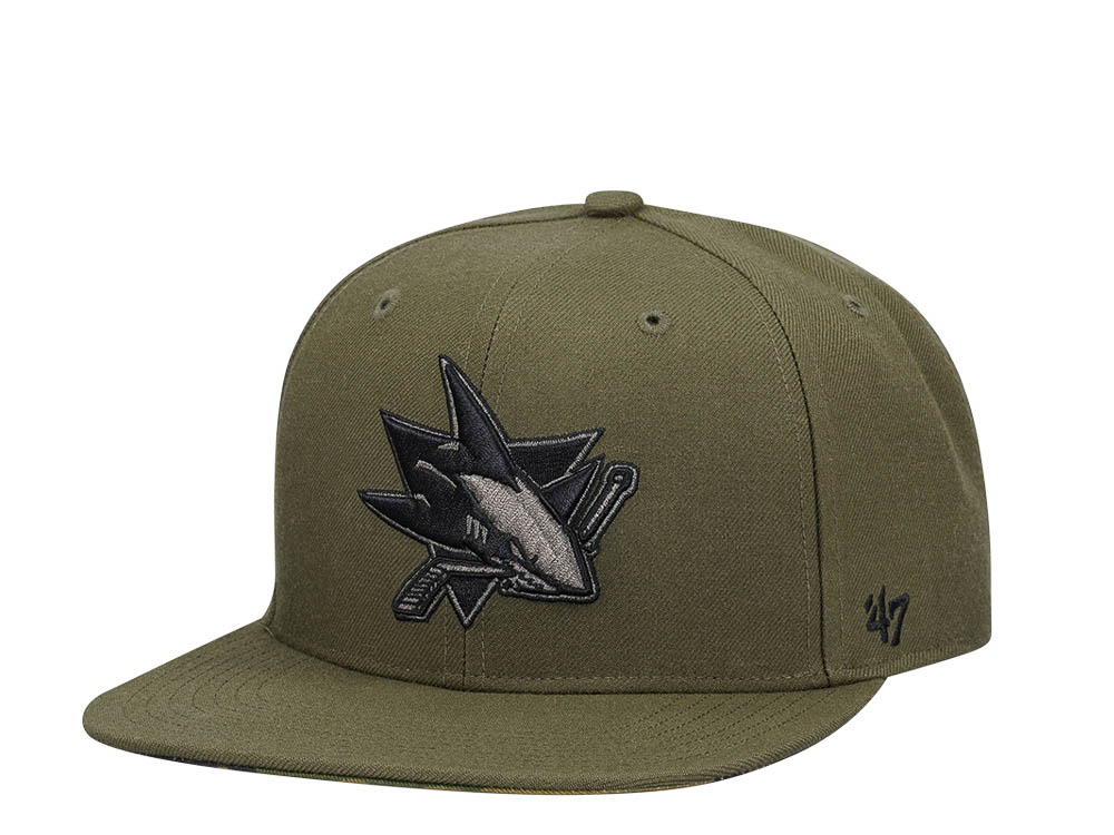 47Brand San Jose Sharks Sandalwood Ballpark Camo Captain MVP Snapback Hat