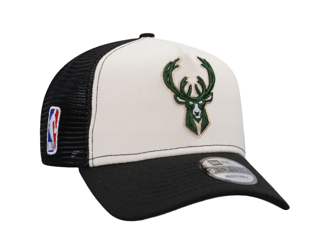 New Era Milwaukee Bucks Chrome Black Edition Trucker A Frame Snapback Cap