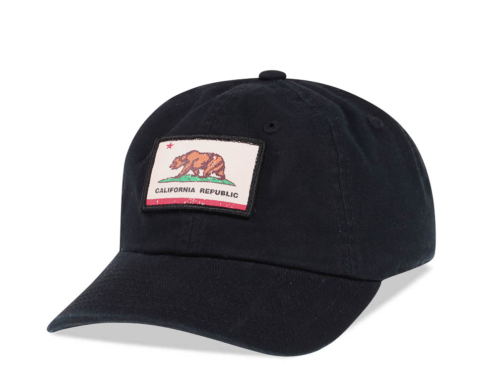 American Needle California Republic Black Vintage Casual Strapback Hat