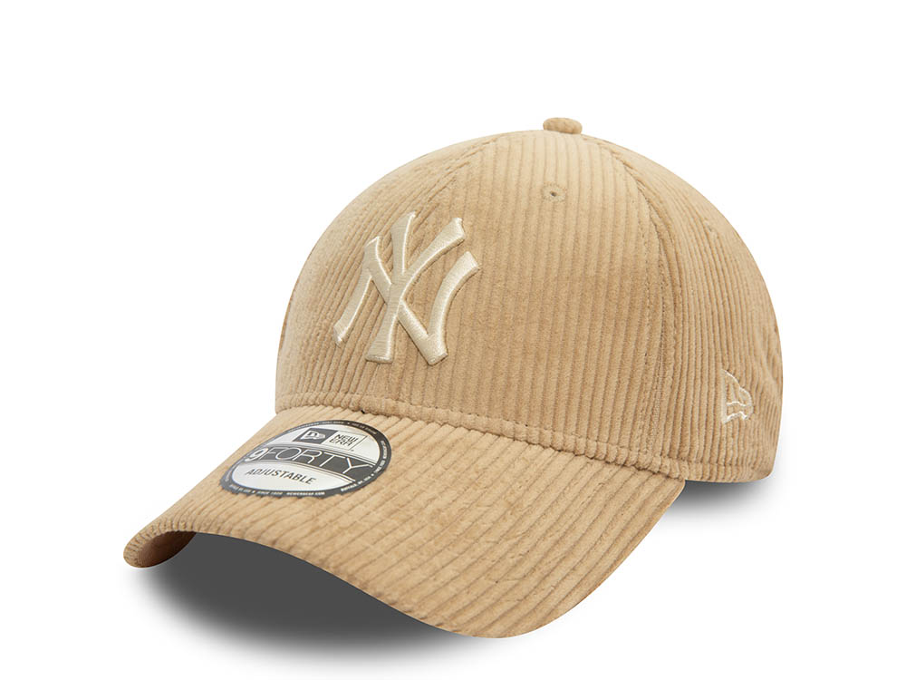 New Era New York Yankees Beige Cord 9Forty Strapback Hat