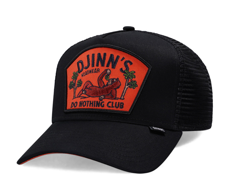 Djinns Do Nothing Club Black Orange Trucker Snapback Cap