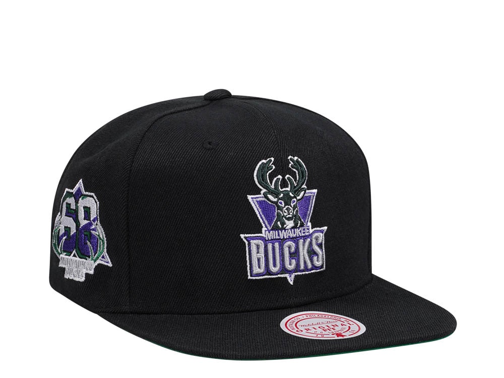 Mitchell & Ness Milwaukee Bucks NBA Black Side Jam Throwback Edition Snapback Cap