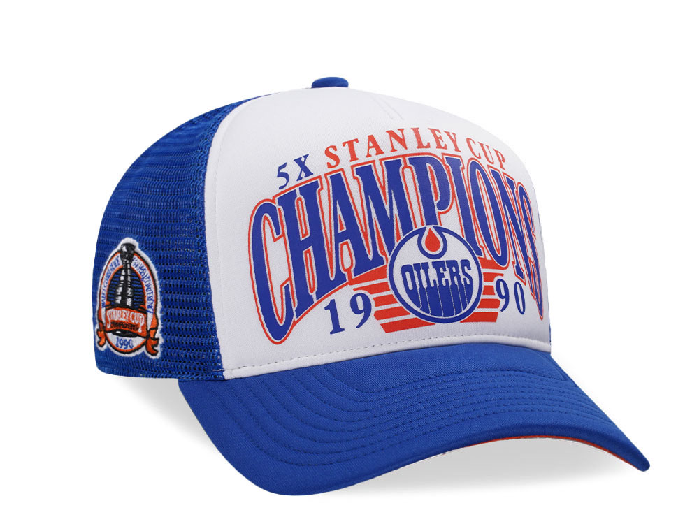 47Brand Edmonton Oilers Vintage Stanley Blue Foam Champ Offside Trucker Snapback Hat