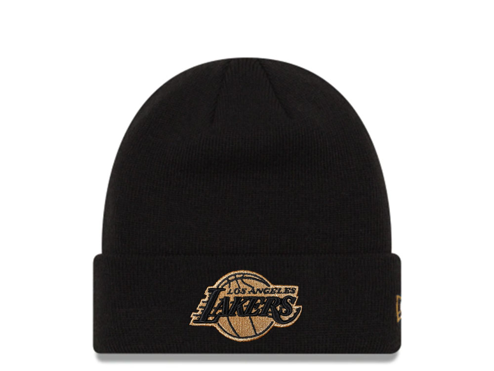 New Era Los Angeles Lakers Black and Gold Logo Knit