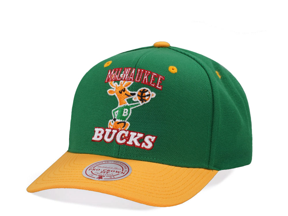 Mitchell & Ness Milwaukee Bucks Two Tone Pro Crown Fit Snapback Cap